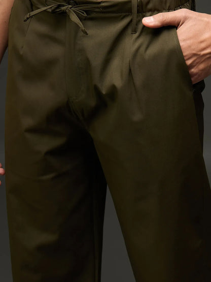 Men's Drawstring Casual Trousers (Olive)