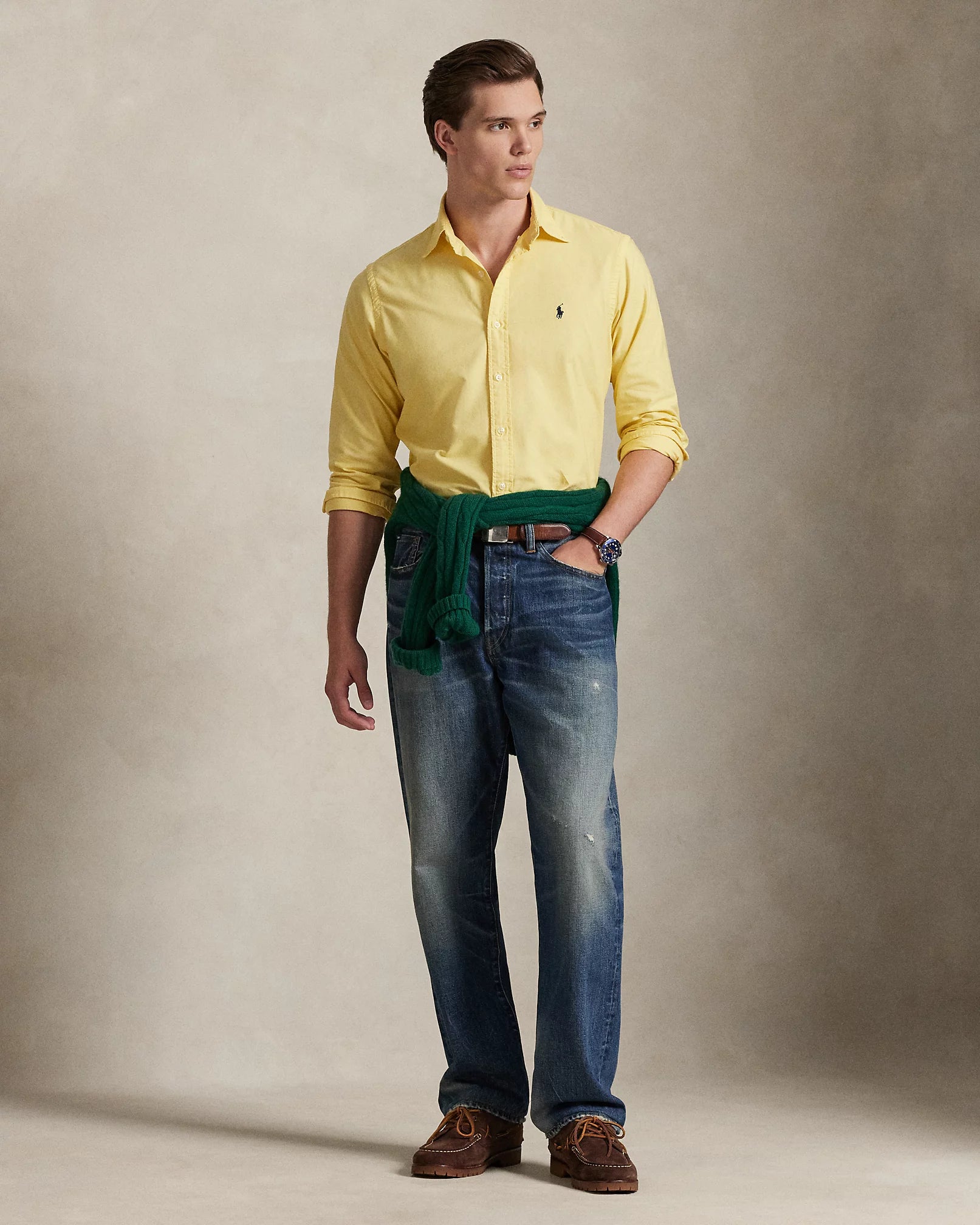 Classic Fit Garment-Dyed Oxford Shirt (Corn Yellow)