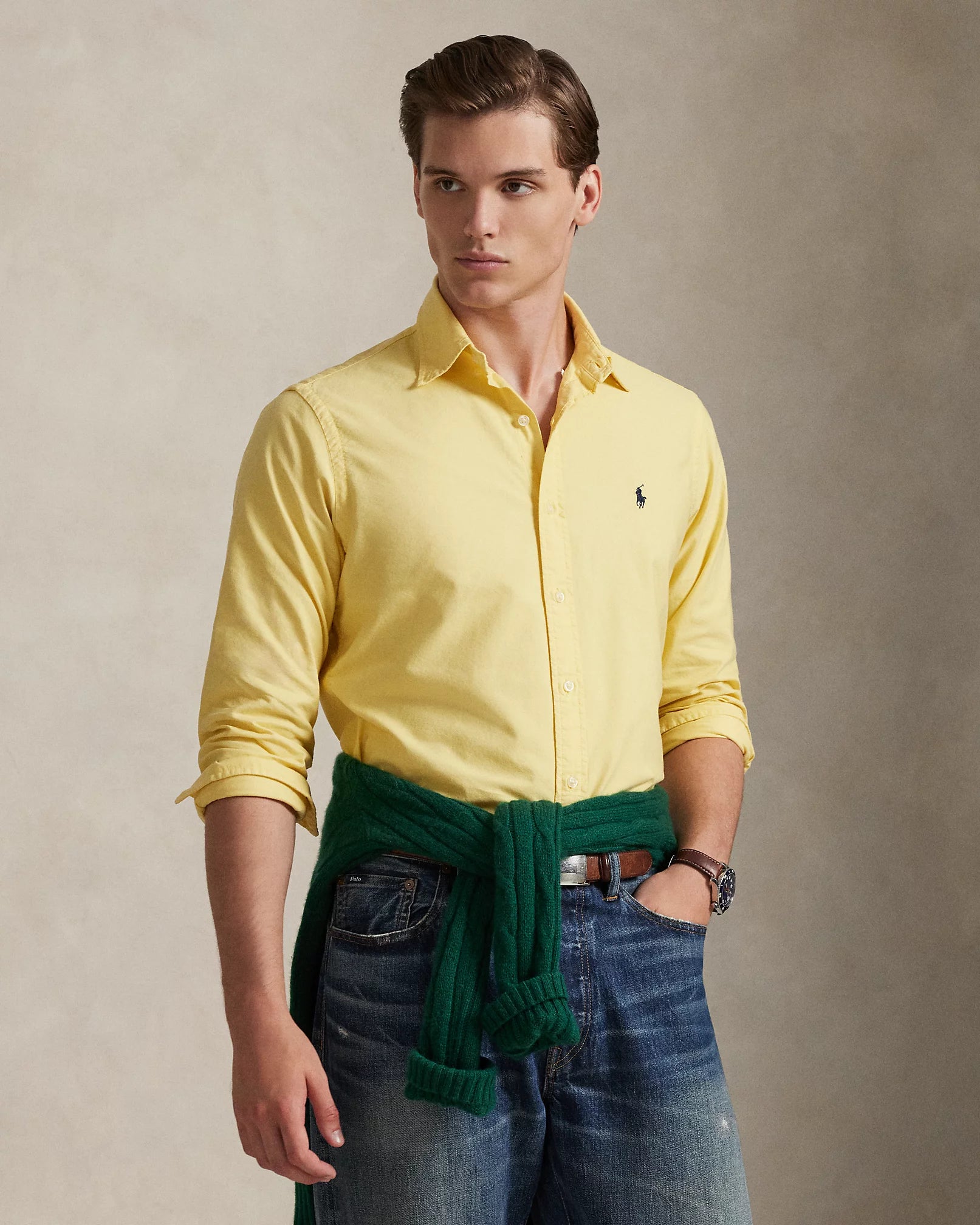 Classic Fit Garment-Dyed Oxford Shirt (Corn Yellow)