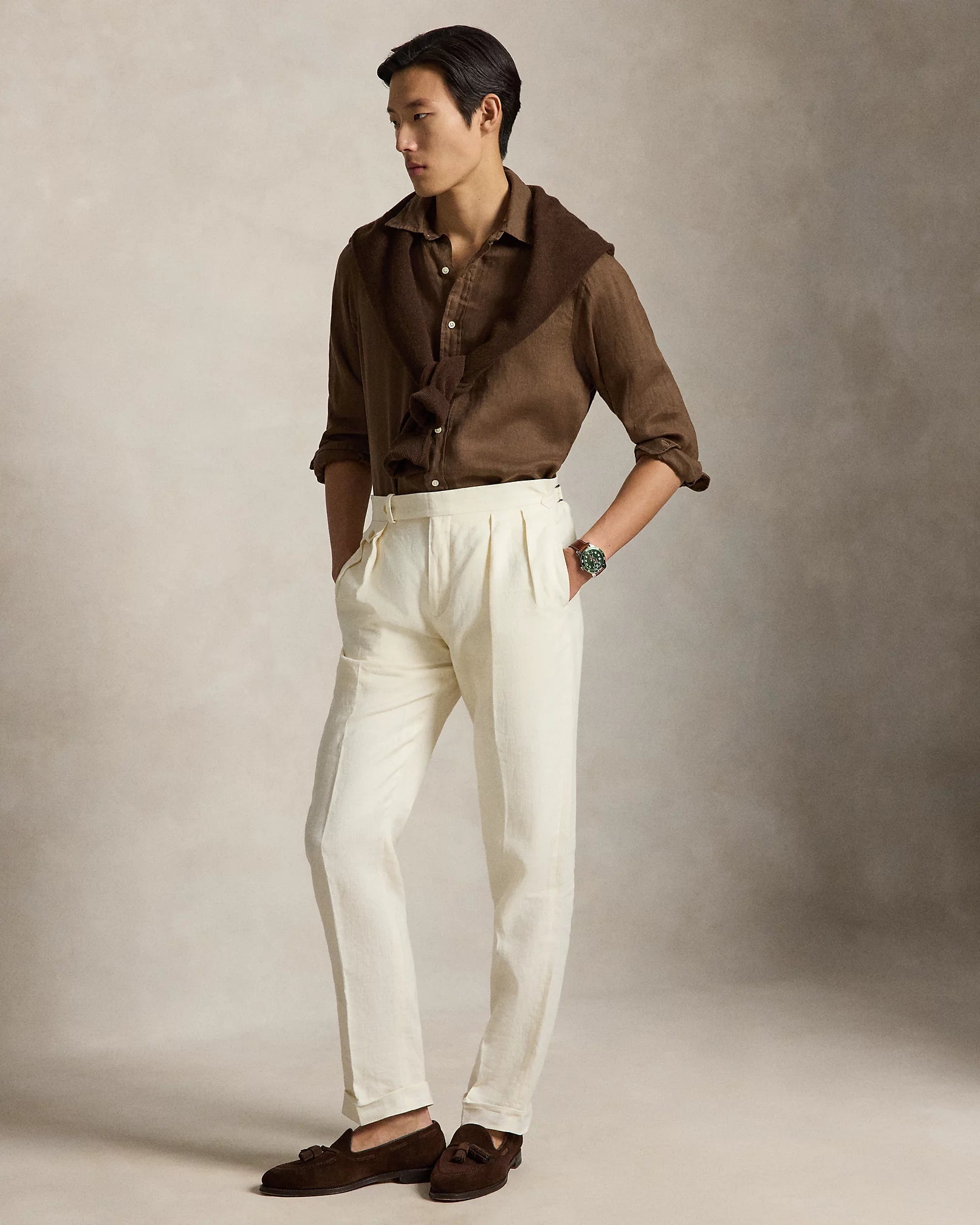 Classic Fit Linen Shirt (Chestnut)