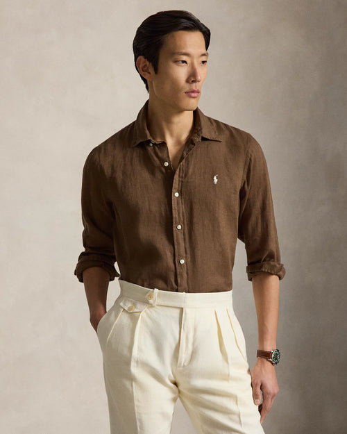 Classic Fit Linen Shirt (Chestnut)